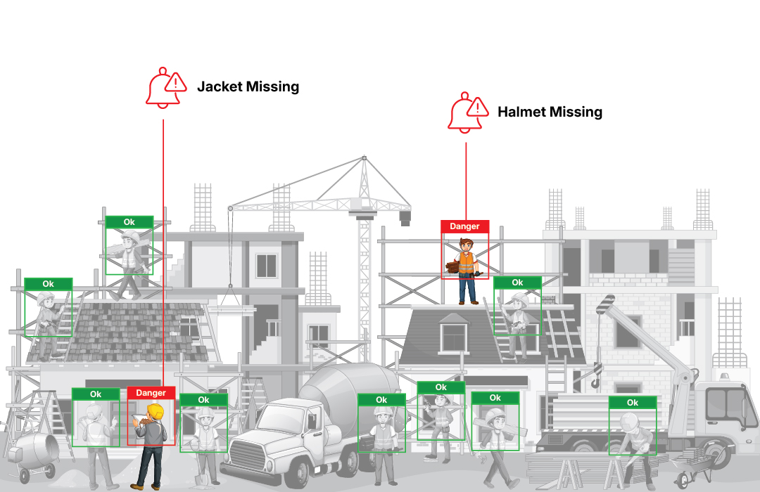 PPE safety alert on construction site