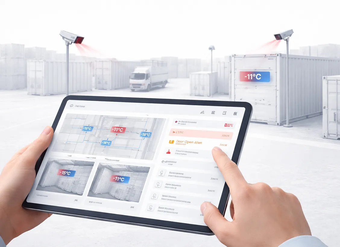 AI OCR system scanning reefer container numbers in a port yard